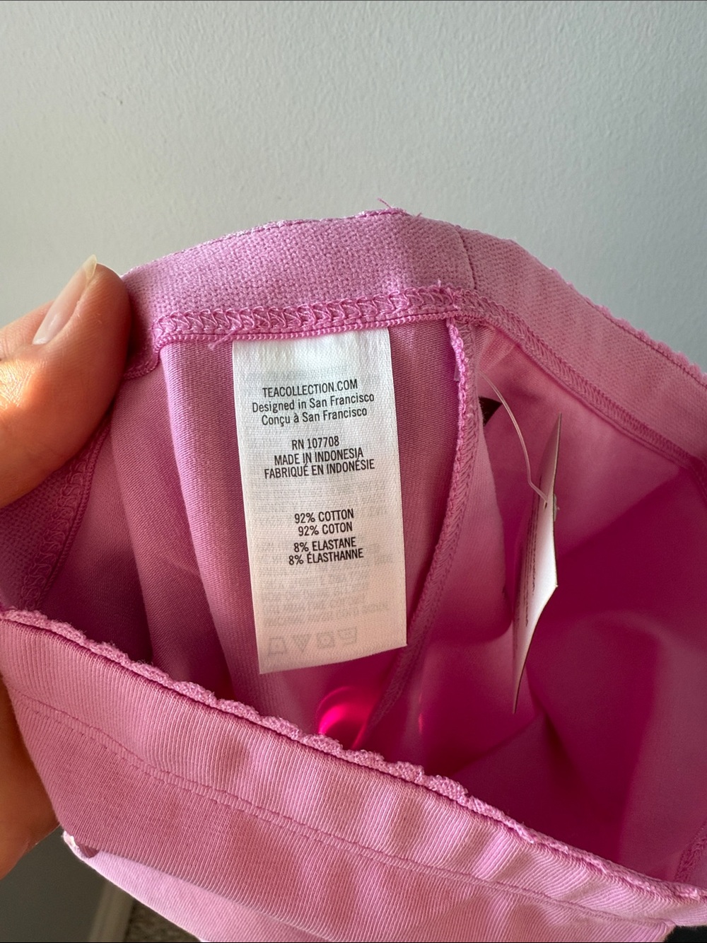 TEA Solid Pink Scallop Trim Girls Leggings NWT - Picture 6 of 7